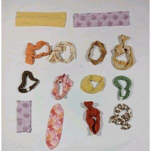 Lot of 13 Kate Quinn Elastic Headbands Bows Wraps Ties Cats Floral Stripes